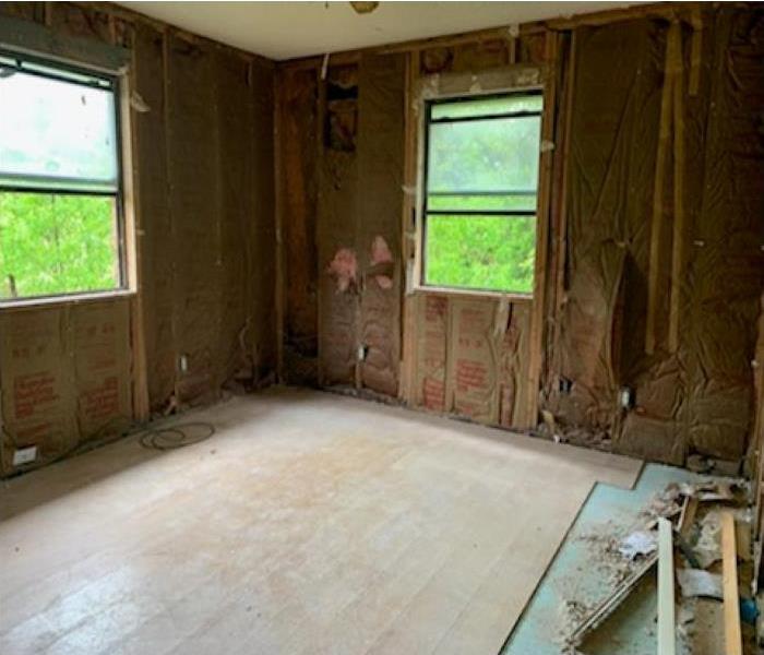 Drywall and insulation was removed due to excessive mold growth