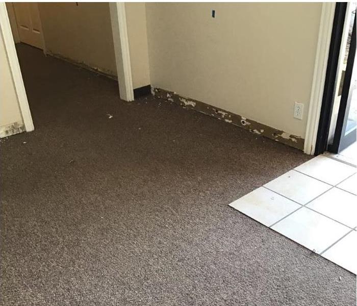 Baseboards Removed From Commercial Building Due To Water Loss